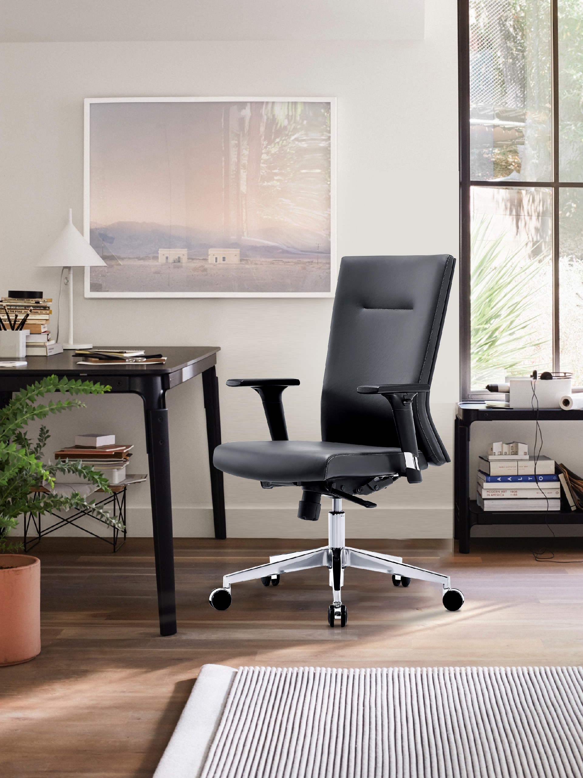 Low-back leather chair
